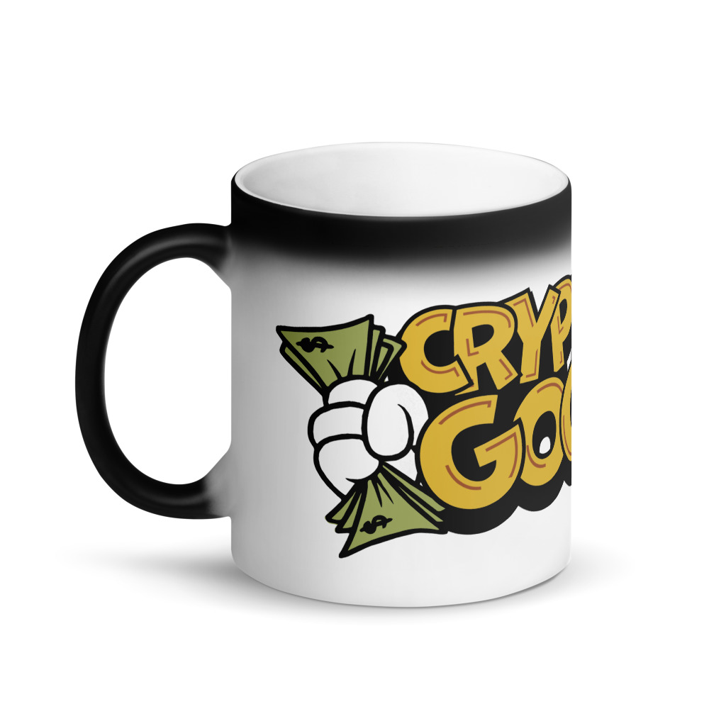 Cryptoon Goonz Cash Hands - Matte Black Magic Mug - Image 2