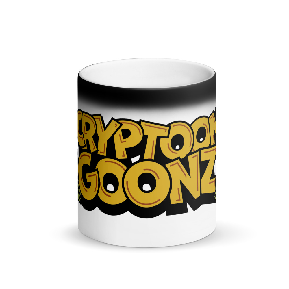 Cryptoon Goonz Cash Hands - Matte Black Magic Mug - Image 3